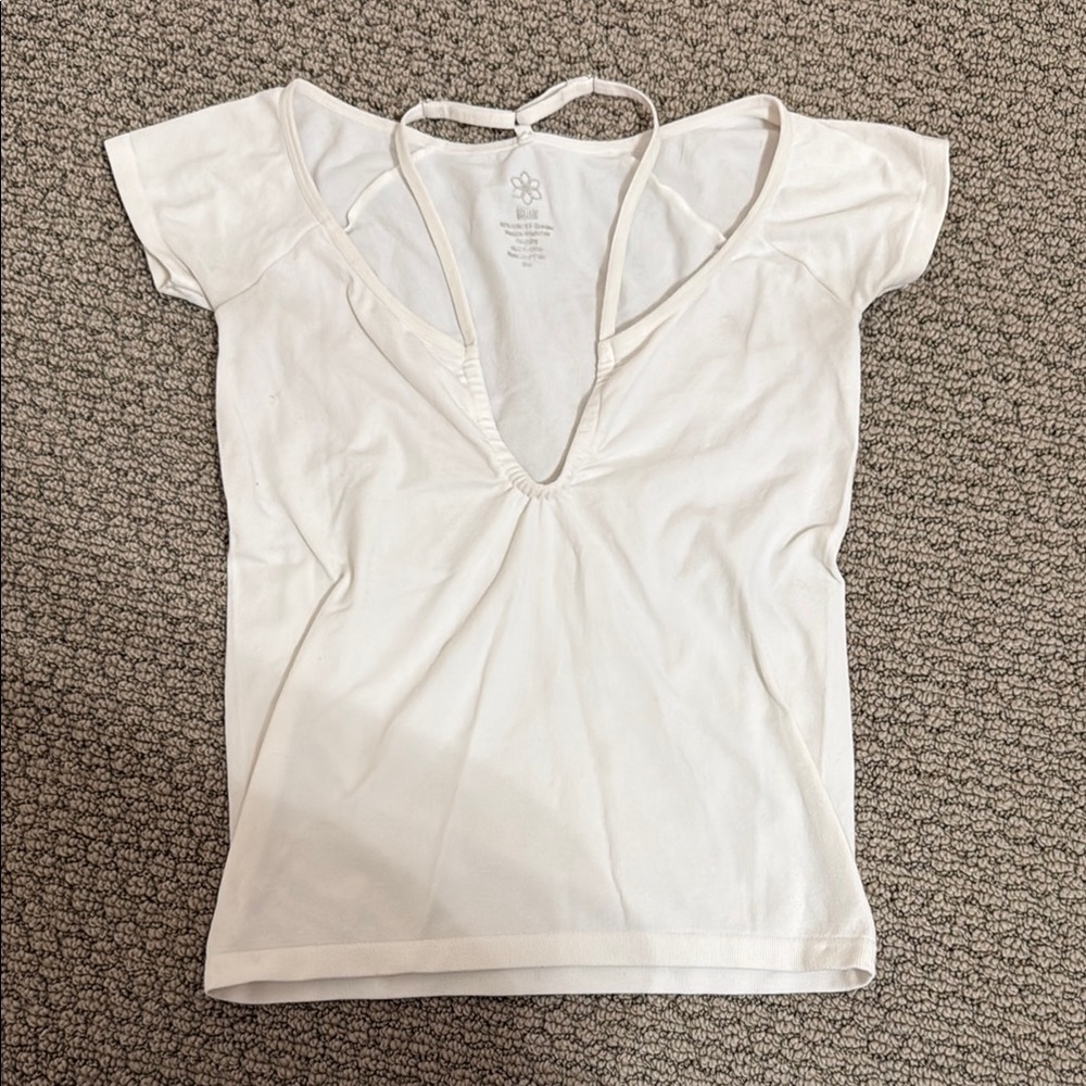 White V-Neck Women's Top